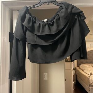 Women’s Off The Shoulder Crop Top Black Size Small